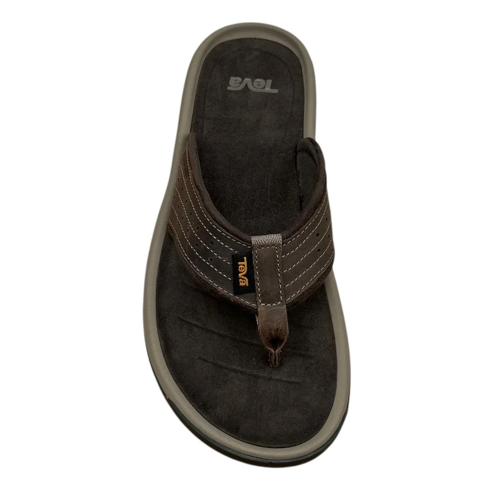 Teva Langdon Men's Leather Thong Flip Flop Sandals Size 9 Brown Casual Comfort